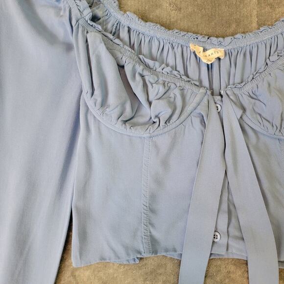 L.A. Hearts Corset Top S Blue Puff Sleeve Cottagecore - Picture 2 of 9